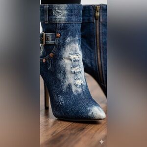 Denim Stiletto Ankle Boots